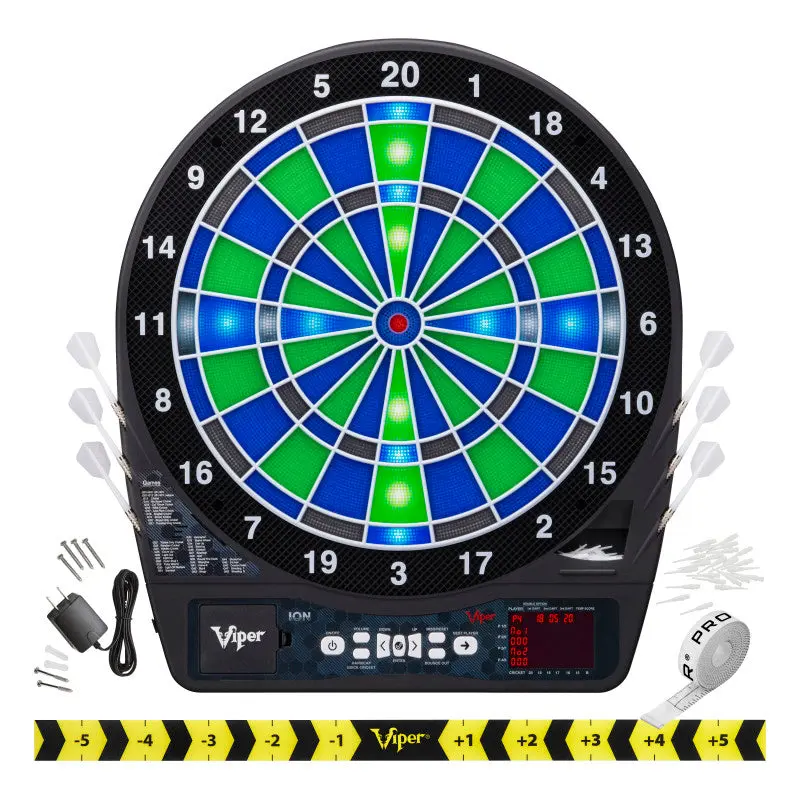 Illuminated Electronic Dartboard with LED Light-Up Target, 15.5" Regulation Size for Soft Tip Darts, 48 Games for 8 Players, Includes Mounting Kit and Darts, Darts Gear