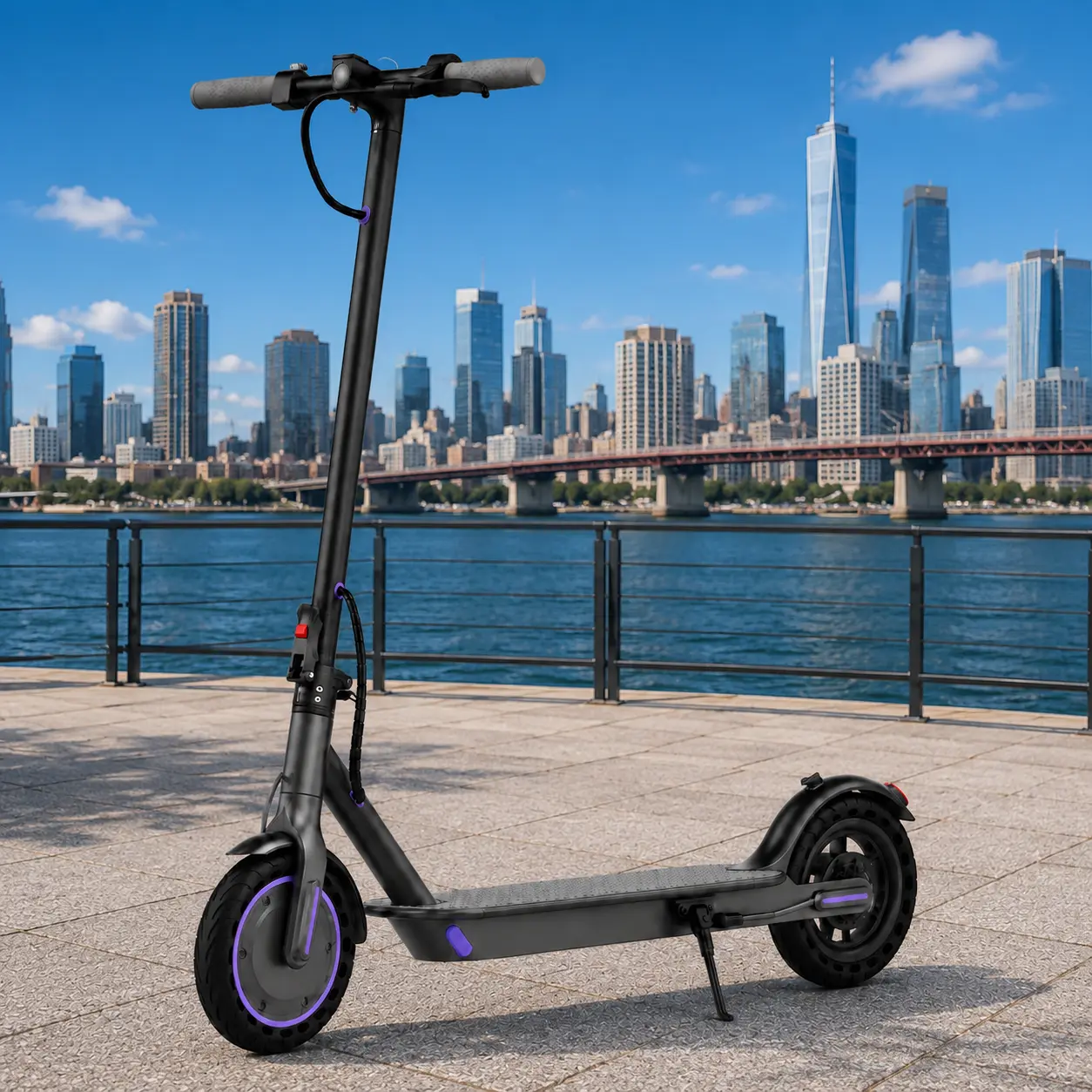B-Adult Foldable Electric Commuter Scooter for Adults, 350W Motor, 19 MPH Max Speed, 21 Mi Max Range, 8.5" Honeycomb Solid Tires, Dual Braking System, App Control