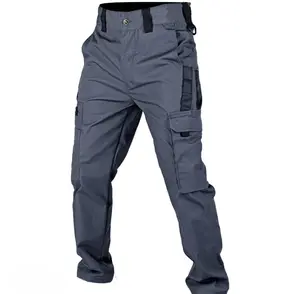 Men's 2-Piece Durable Breathable Quick-Dry Polyester Tactical Overalls, Lightweight Relaxed-Fit Pants with Multiple Pockets, All-Season Sports Bottoms for Outdoor Adventures, Work (Belt Not Included)