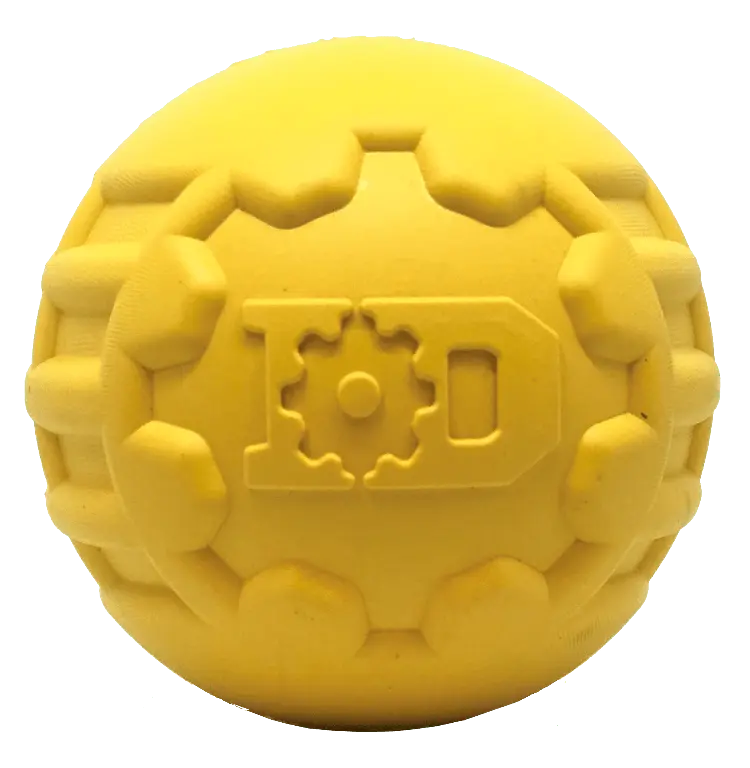 Durable Rubber Chew Ball for Dogs - Yellow Design with Textured Surface for chewing and play