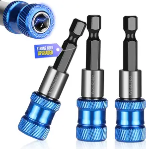 #fathersdaygift WORKPRO Drill Bit Extension Set, Magnetic Drill Screwdriver Bit Holder Extender with Aluminum Sleeve, 1/4 Inch Hex Quick Release Bit Holder for Drill in 2-3/8", 4", 6", 12"