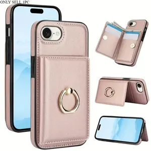 Card Holder Case with 360 Degree Rotating Ring Stand, Durable Wallet Cover Accessories Compatible with iPhone 17/16e/16/15/14/13/12/11 Pro Max