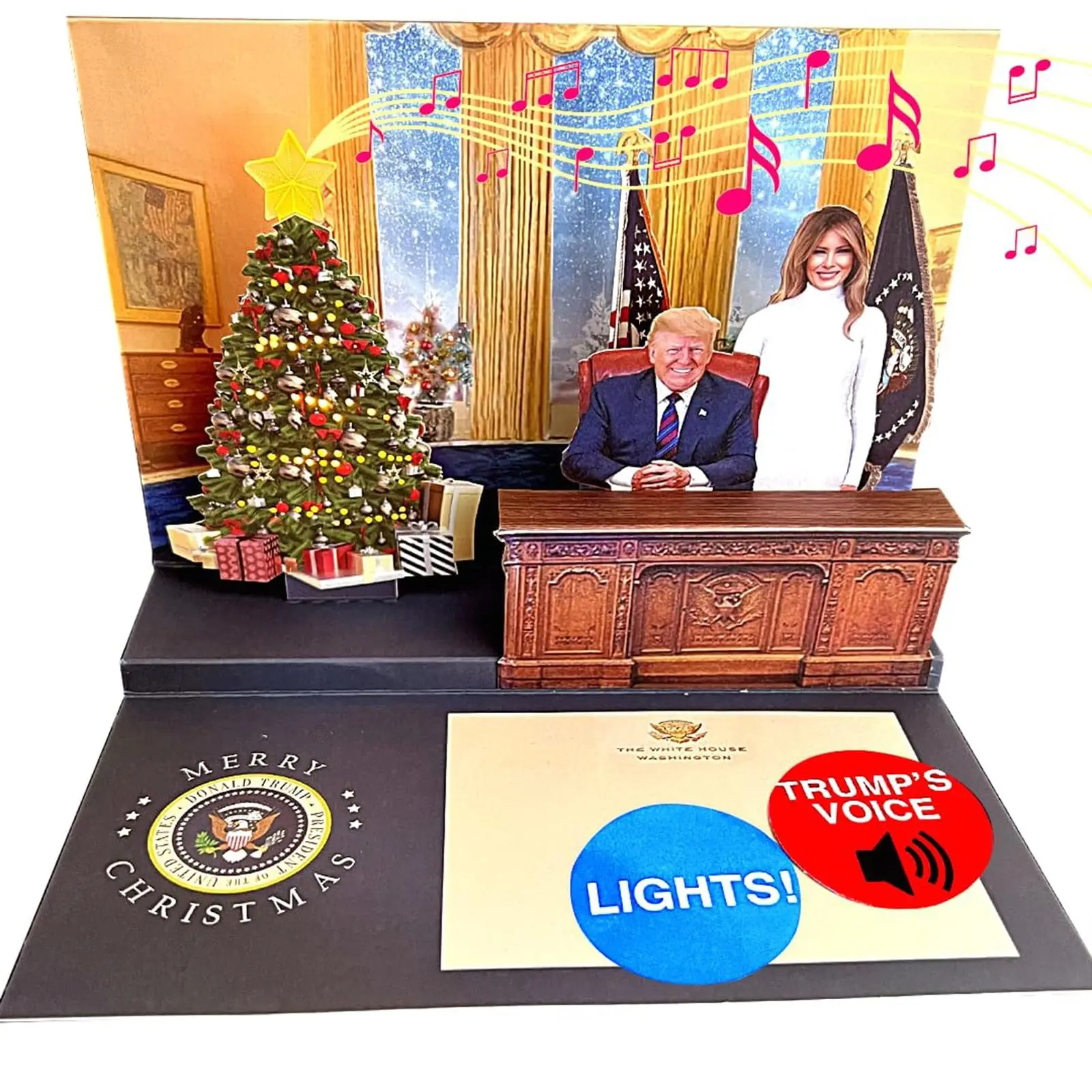 Talking Trump  POP UP Christmas Cards,  Trump's REAL Voice with LIGHTS & MUSIC  trump Christmas gift  christmas greeting cards