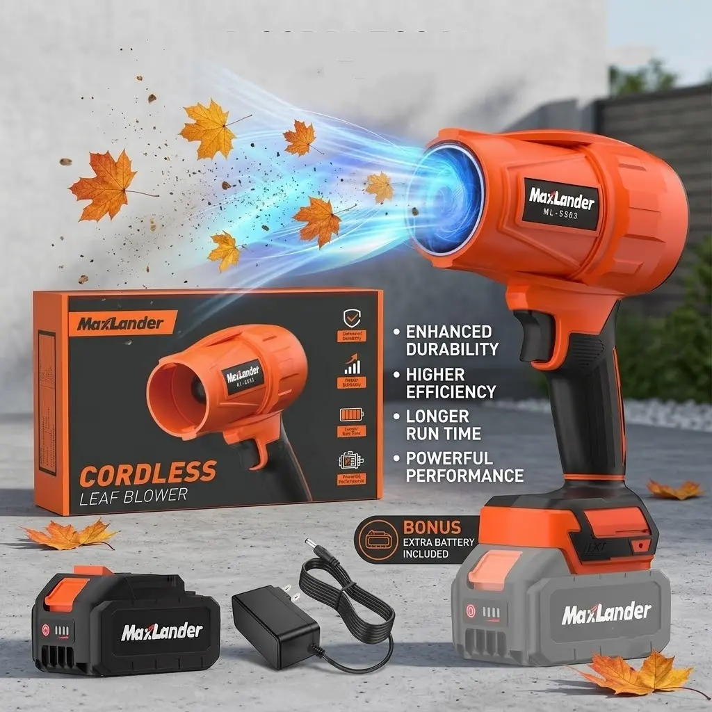 MAXLANDER Cordless Handheld Leaf Blower with Handheld Grip, 3.0Ah Battery, Charger, Plastic Body, Speed Adjuster - Lightweight Garden Tool for Lawn Care, Outdoor Cleaning