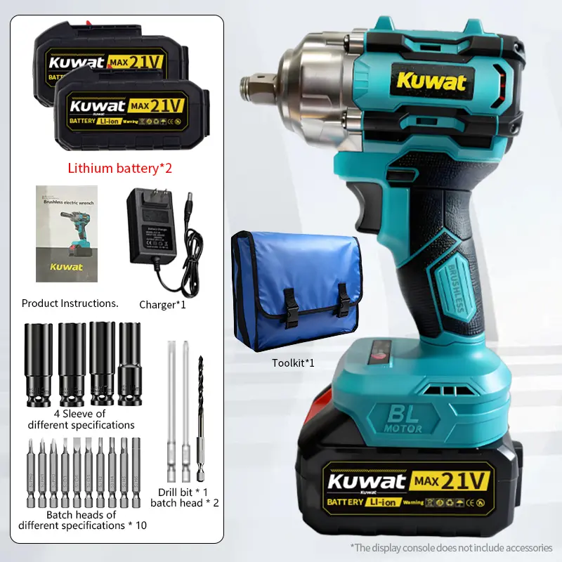 Kuwat MAX 21V Cordless Impact Wrench Wireless Drill Kit with 4000mAh Lithium-ion Battery, Brushless Electric Impact Gun, Ergonomic Handle, 4 Speed Levels, and Complete Accessories for Men's Gifts Yard Work Lawn Care