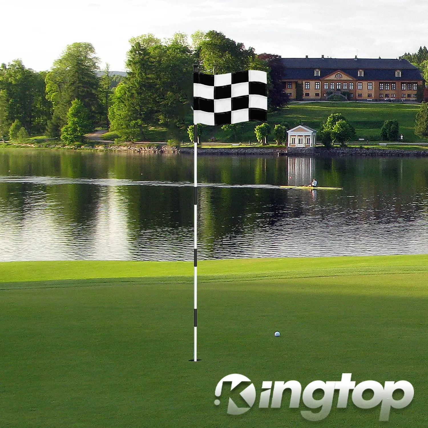 KINGTOP Golf Flagstick, 6ft Portable 5-Section Design with Checkered Flag, ABS Hole Cup for Backyard Putting Green, Casual Golf Training Equipment, Portable Golf Training Equipment