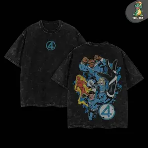 Fantastic Four Print 100% Cotton T-shirt, Vintage Graphic Tee For Fans Super Hero, Printed Crew Neck T-Shirt Oversize, Graphic Streetwear T-shirt, T-shirt Unisex Hot 2025 IZ1