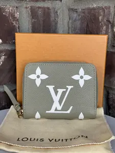 Pre-owned Louis Vuitton Leather Small Leather Goods Monogram Giant Pattern Empreinte Zippy Coin Wallet Green 41167