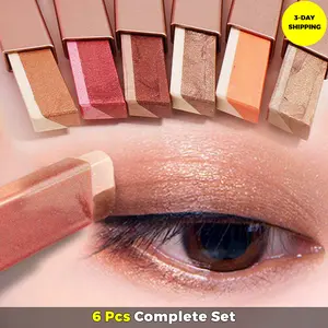 6Pcs Pearlescent Matte Eyeshadow Stick Set - Smooth Duo-Tone Gradient Glitter Cosmetic Kit, Waterproof & Long Lasting, Fast US Shipping