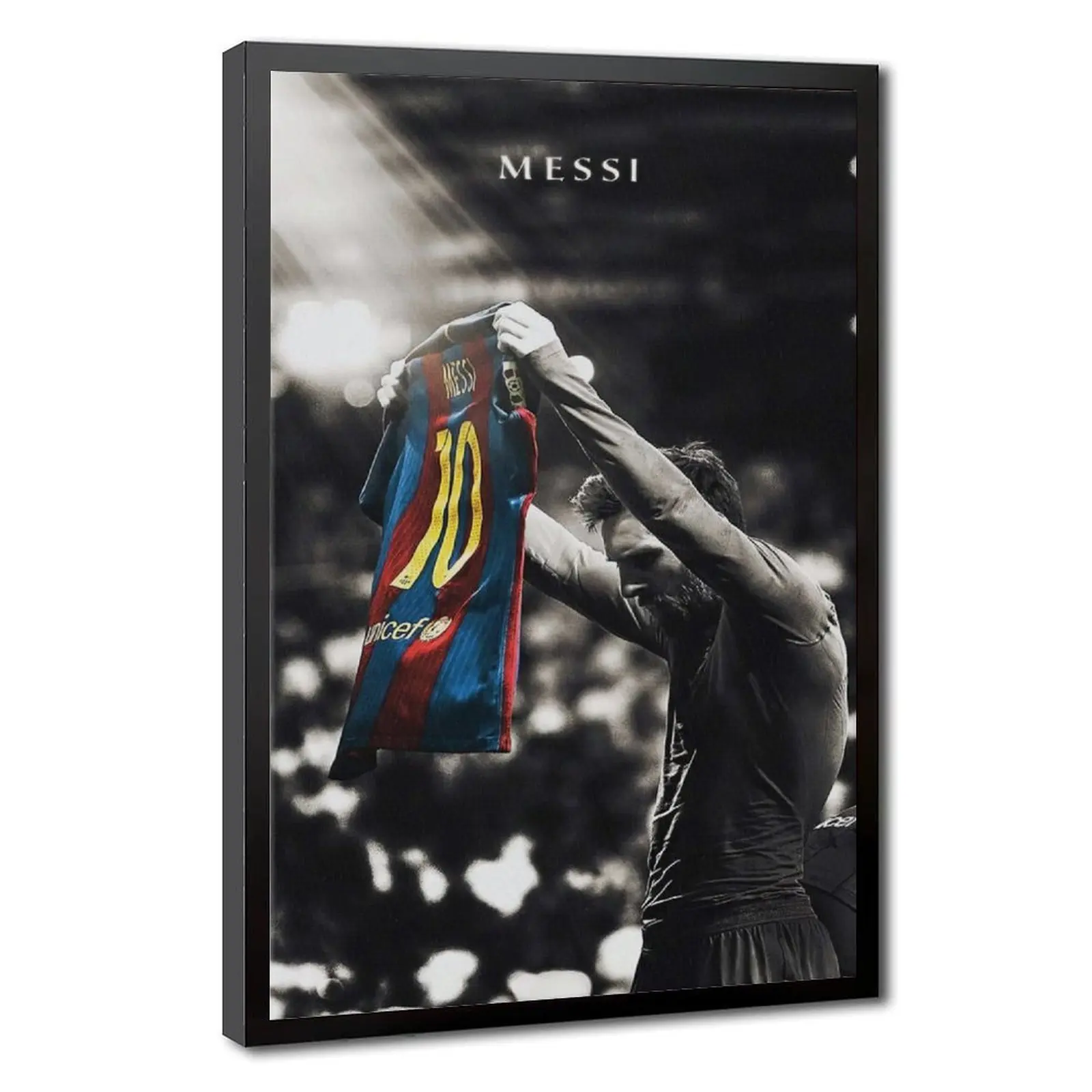 Messi Print, Football Poster, Lionel Messi Framed Canvas Art, Iconic Barcelona Football Soccer, Argentine Football Player Art, Messi Gifts