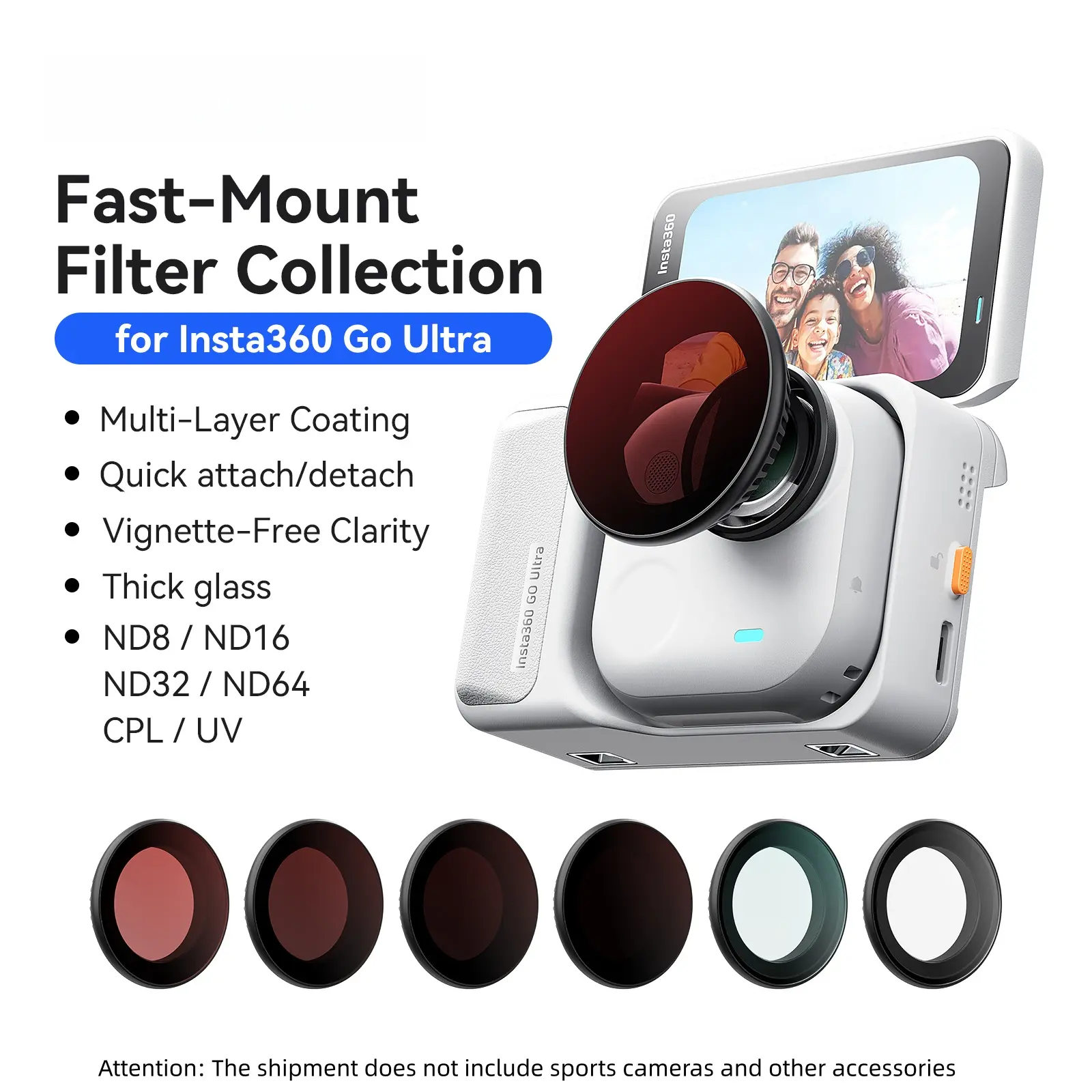 Insta360 Go Ultra Quick-Release Filter Protection Lens, Shadow Stone Sports Camera Accessories, Durable & Lightweight Design, UV Filter