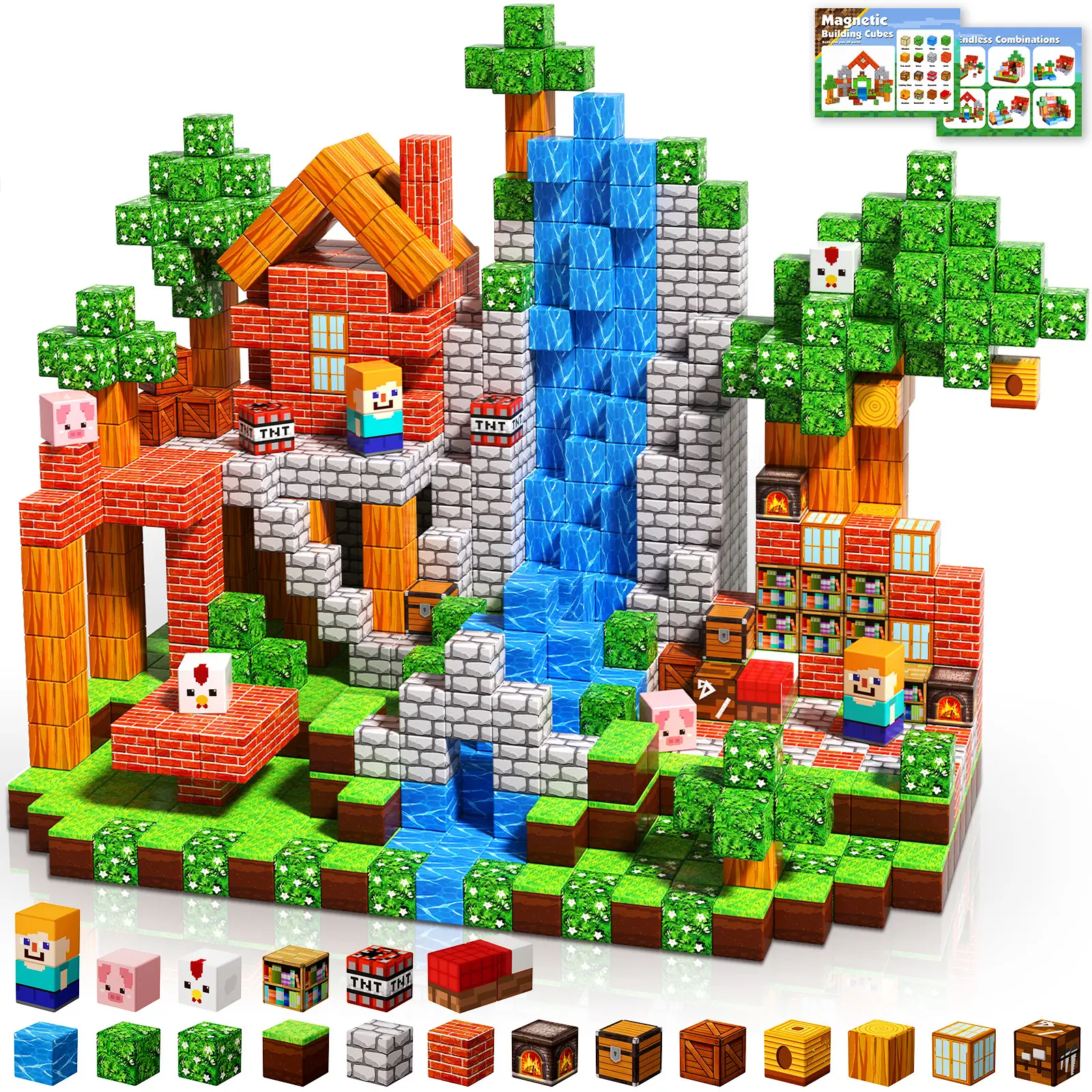 Magnetic Blocks-100PCS Magnetic Building Cube Game, Constructions Toys for Boys & Girls Age 3-4, 5 6 7 8 9 10, STEM Montessori Stacking Toy, Sensory Tiles Building Birthday for Boys and Girls Summervibes,summerwins