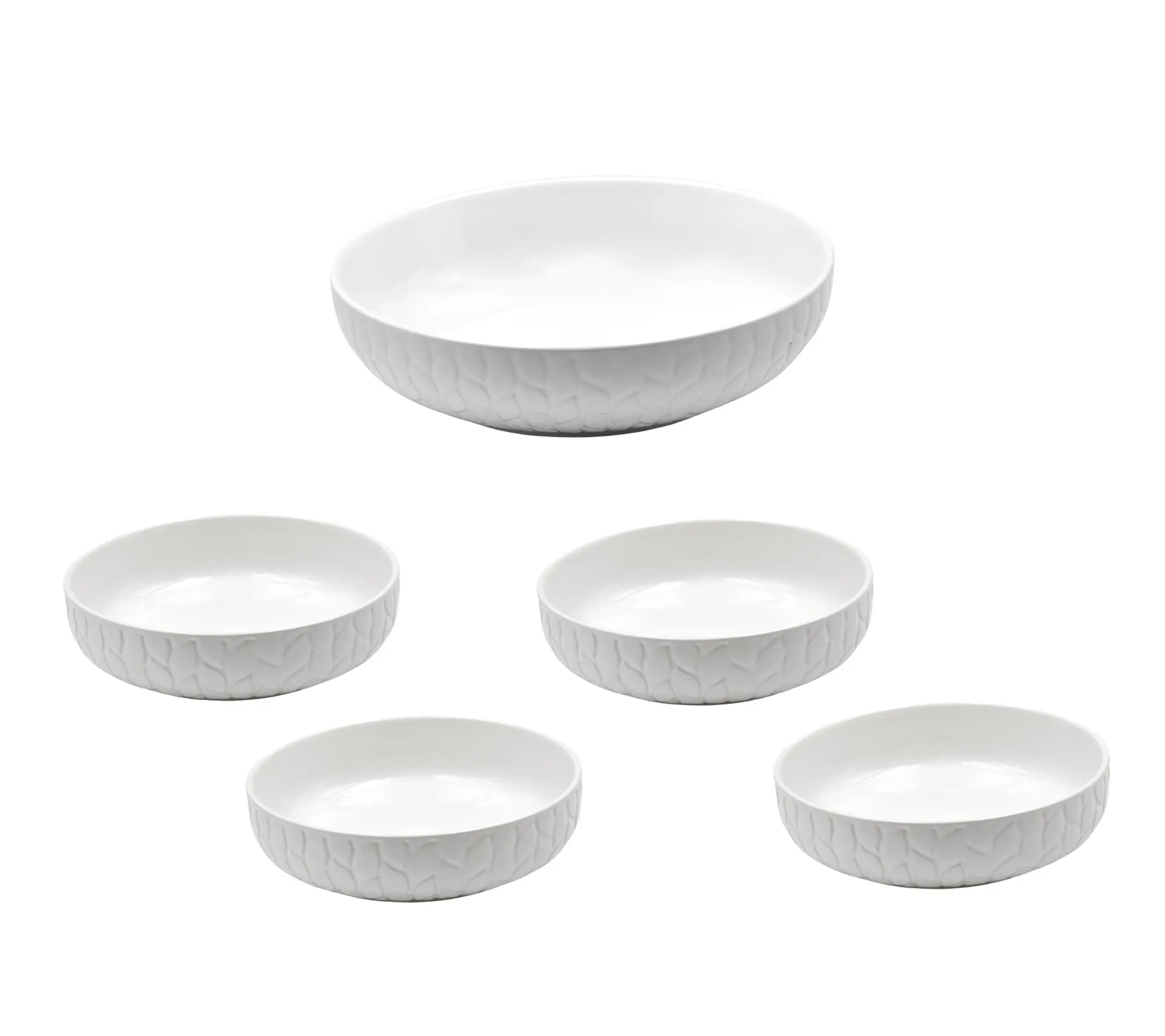 Temp-tations Carved Willow 3.5qt Serving Bowl & (4) 32oz Pasta Bowls