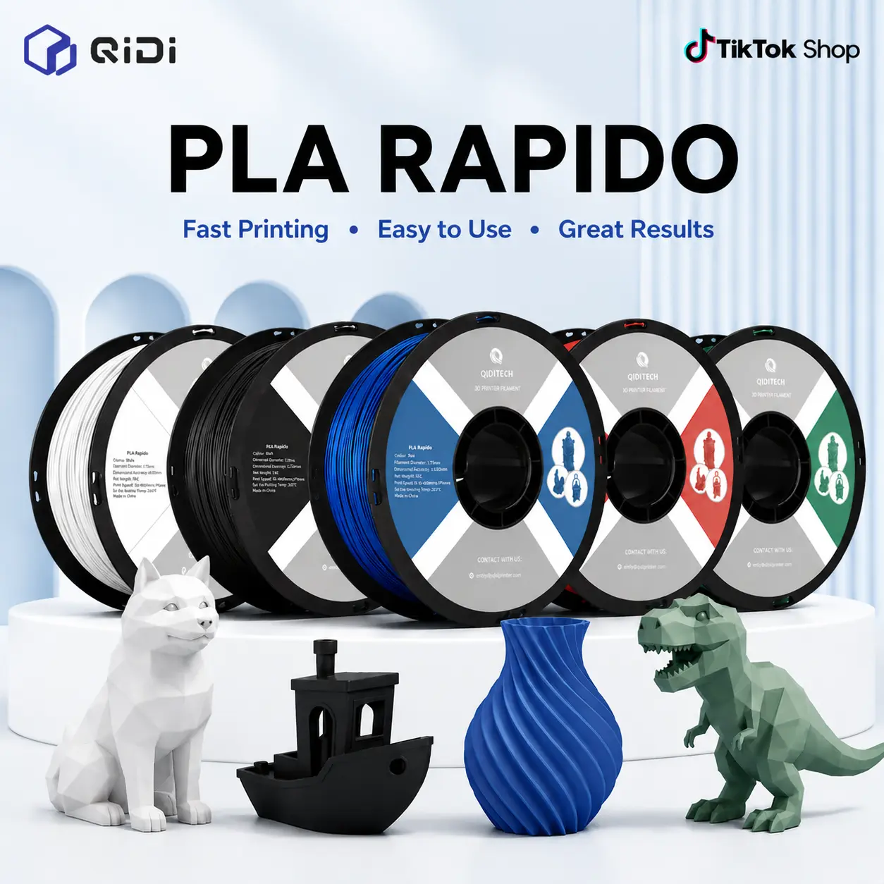 QIDI PLA Rapido 3D Printer Filament, 1.75mm Diameter, 1kg (2.2lbs) Spool, 0.02mm Dimensional Accuracy, Vacuum-Pack Moisture-Free, Eco-Friendly, Tangle-Free, Fast Print Compatible, Fits Most FDM 3D Printers (Black, Gray Options), 3D Printing Supplies, 1 Kg