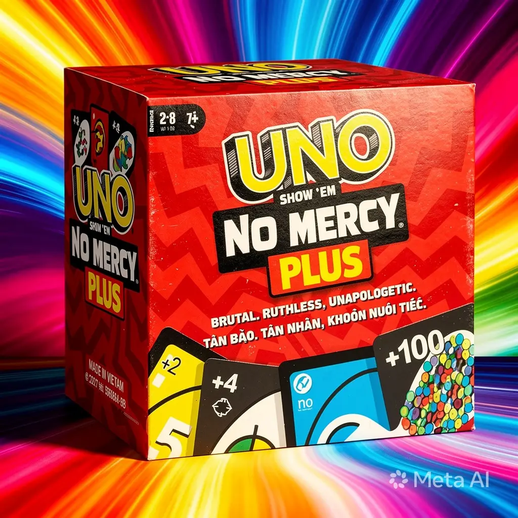UNO No Mercy Plus Card Deck Fast Paced Family Game for Travel Parties Gatherings