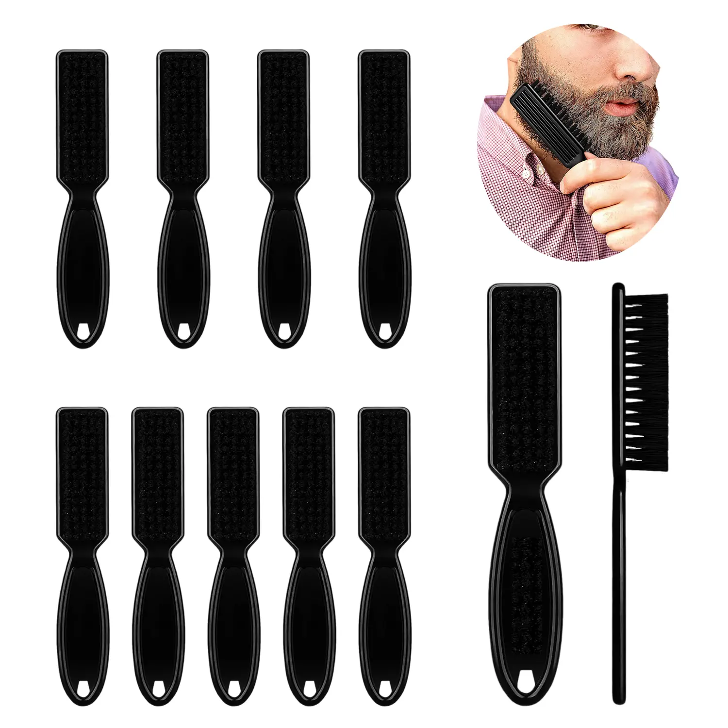 10 Pcs Black Barber Clipper Cleaning Brushes, Plastic Handle Nylon Bristles Brush, Multifunctional Cleaning Supplies for Hair Styling Tools, Kitchen Sink, Shoes