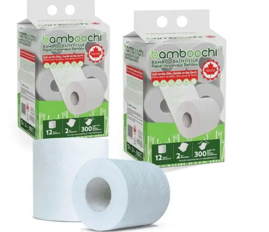BAMBOOCHI Bamboo Toilet Paper (Bagged Pack for Daily Use), 24 Rolls - 2-Ply, 600 Sheets per Roll, Smooth Unscented, Septic & RV Safe, Eco-Friendly, Chlorine-Free Home Care Supply, Bamboo Paper