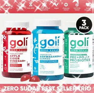 Power Wellness Trio for Stress, Gut & Immune - World's First 3-in-1 Pre, Post, Probiotic, Apple Cider Vinegar & Vitamin B12, Ashwagandha & Vitamin D Gummies. Gluten-Free, Vegan, Non-GMO & Gelatin-Free