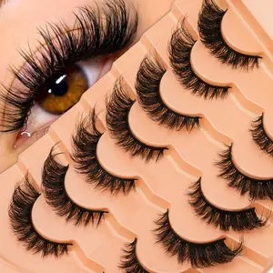 7 Pairs Fluffy Dramatic Eyelash Strips, 7-16mm Mixed Length, Voluminous and Eye-Lifting, Reusable, Easy to Apply, Perfect Gift for Women, Makeup