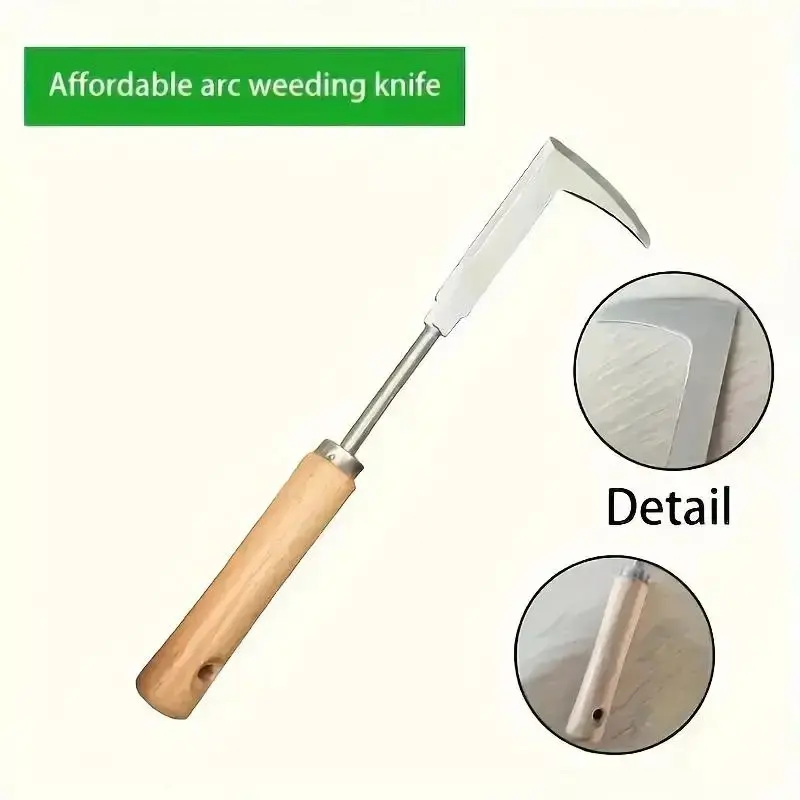 FAOGO Premium 12-Inch Stainless Steel Crack Weeder & Manual Grass Puller. Heavy Duty Garden Weed Removal Tool with Beech Wood Handle for Sidewalks, Driveways, Patio Pavers & Crevice Cleaning.