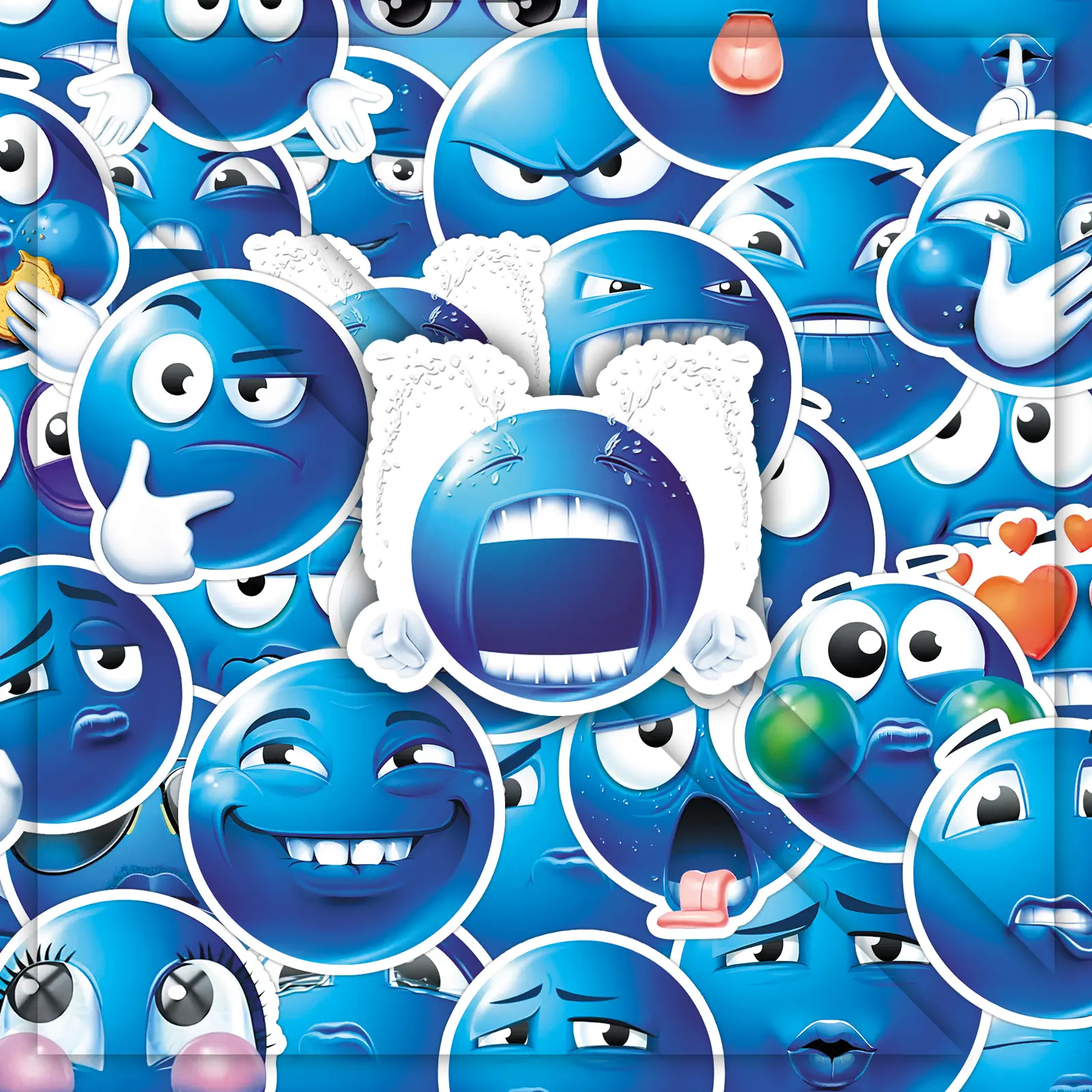 50 sheets of Little Blue Bean Stickers Accessories - Whimsical Creative Designs with Playful Aesthetic for DIY Journal & Phone Case Decoration