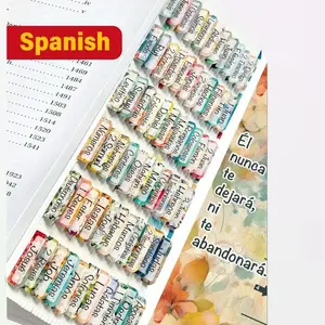 Floral Design Spanish Bible Index Tabs, 75pcs Large Print Tabs for Old & New Testament Study, Laminated Office Index Dividers with Alignment Guide for Easy Application, Old Testament