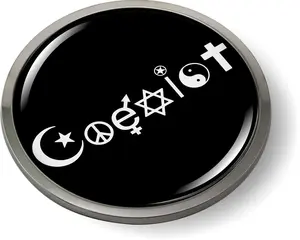 Coexist Black 3D Domed Emblem Badge Car Sticker Chrome Round Bezel