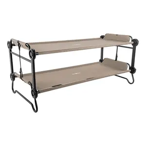 Disc-O-Bed Extra Large Outdoor Convertible 2 Person Portable Camping Cots, Tan