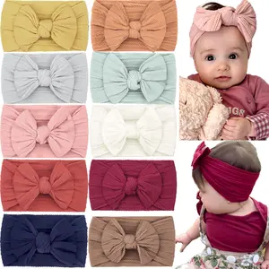 10Pcs Super Stretchy Soft Knot Headbands with Hair Bows Head Wrap Hair Accessories For Newborn Baby Girls Infant Toddlers Kids