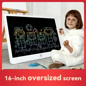 16-inch White Drawing Board for Baby Doodle Writing Practice Kids One-click Clear LCD Colorful Tablet Writing Board for Early Writing Skills Erasable Screen 8 Pieces
