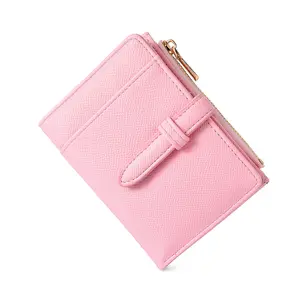 BIGWIG Women's Small Waterproof Plain PU Leather Bifold Wallet - Zipper Pocket, ID Window, Card Case Purse