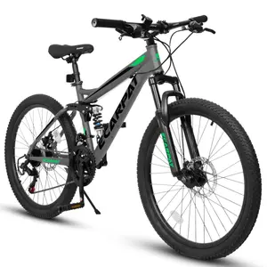 A2760  27.5 Inch Full Suspension Mountain Bike, Front and Rear Dual Shock Absorbers, Mechanical Disc Brakes, 21-Speed, Suitable for Men and Women, Ideal for Travel and Fitness Enthusiasts