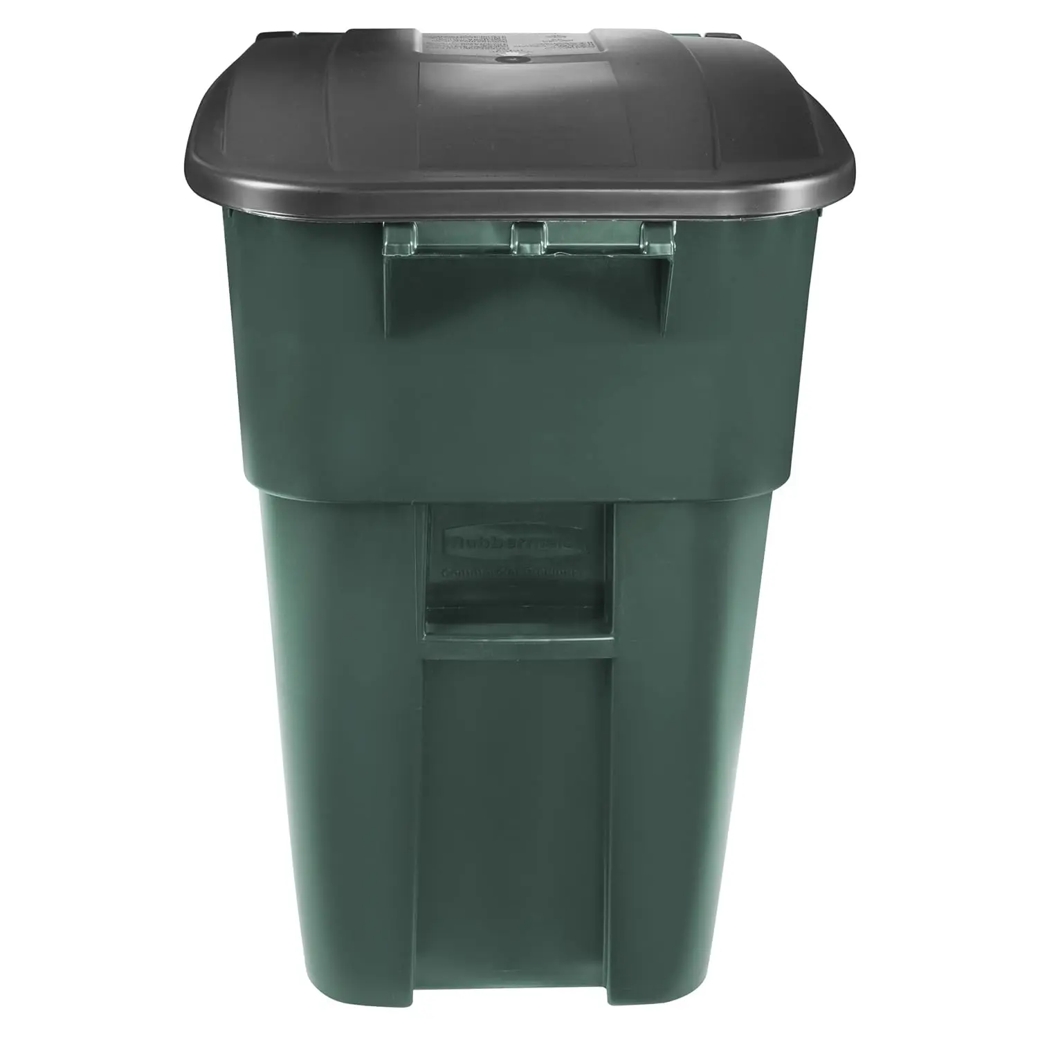 Commercial Products BRUTE Rollout Heavy-Duty Wheeled Trash/Garbage Can, 50-Gallon, Dark Green, for Restaurants/Hospitals/Offices/Warehouses/Garage