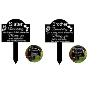 Garden Cemetery Grave Marker, Cemetery Monument Garden Stake Sign, Outdoor Yard Black Garden Aesthetic Decor Gift, Acrylic Cemetery Memorial Plaque, Decoration, Sister Brother Remembrance