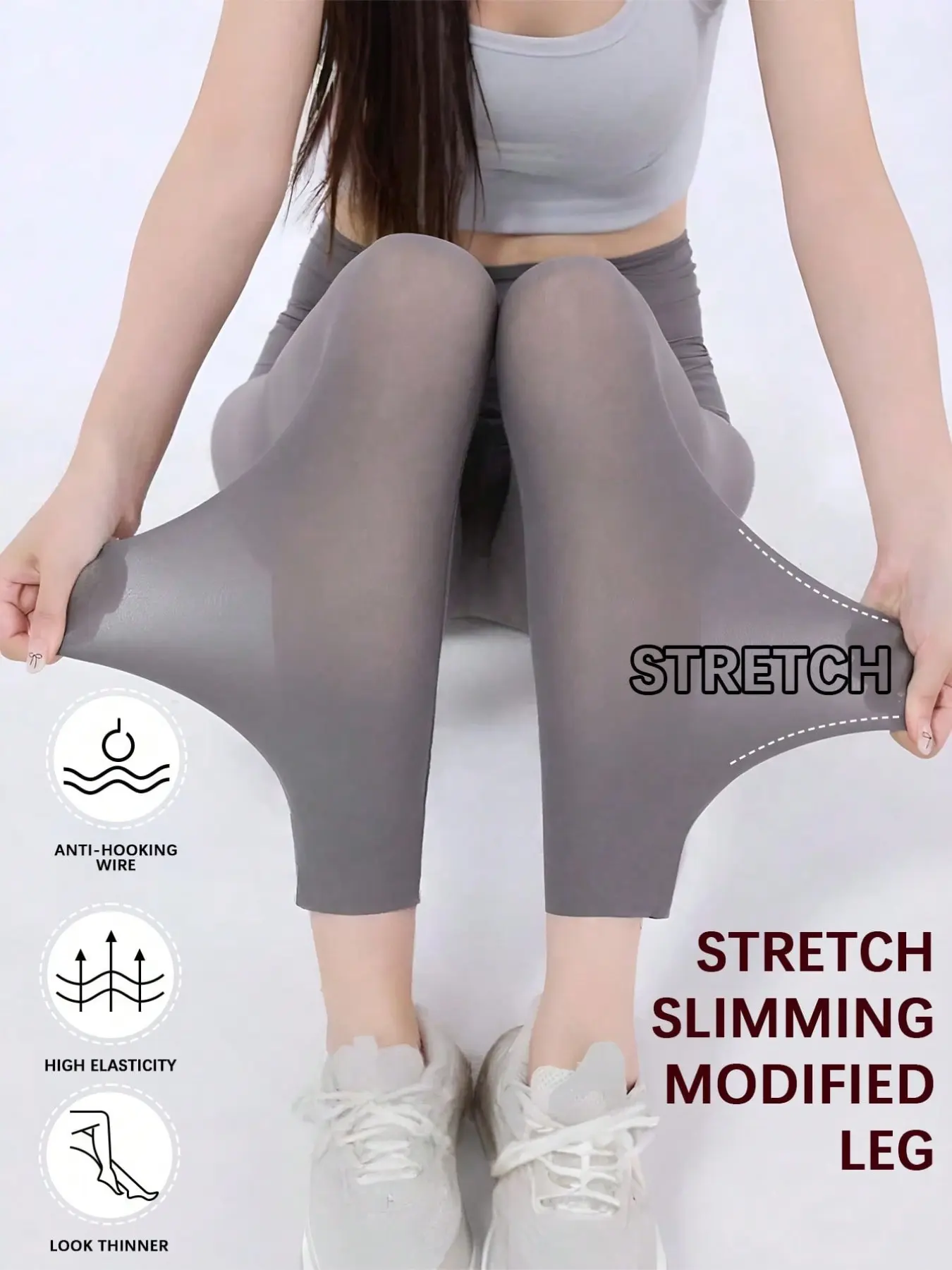 Ultra-Thin Breathable Leggings, Sharkskin Tight Fit, High Waist Sun Protection, Seamless Sports Tights for Women, All Seasons Casual Style, Stretchy Workout Leggings, High Waist Sportswear