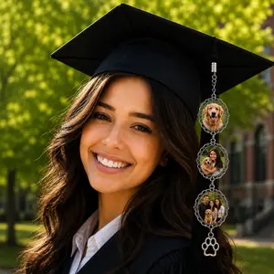 Personalized Pet Memorial Graduation Tassel Charm, Custom Dog Photo Graduation Cap Charm, Pet Lover Graduation Gift, Paw Print Grad Cap Keepsake 2026