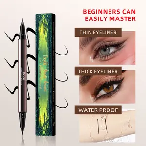 【The you】Long-lasting liquid eyeliner, 2-in-1 dual-ended design - lightweight and waterproof, vegan formula, no animal testing, smooth application for 24 hours, with a creamy and silky texture.