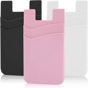 Phone Wallet, Self-adhesive Mobile Phone Card Slot, Ultra-slim Phone Back Storage Pockets, Universal Silicone Double Layer Pocket for Most Phone, Phone Accessories