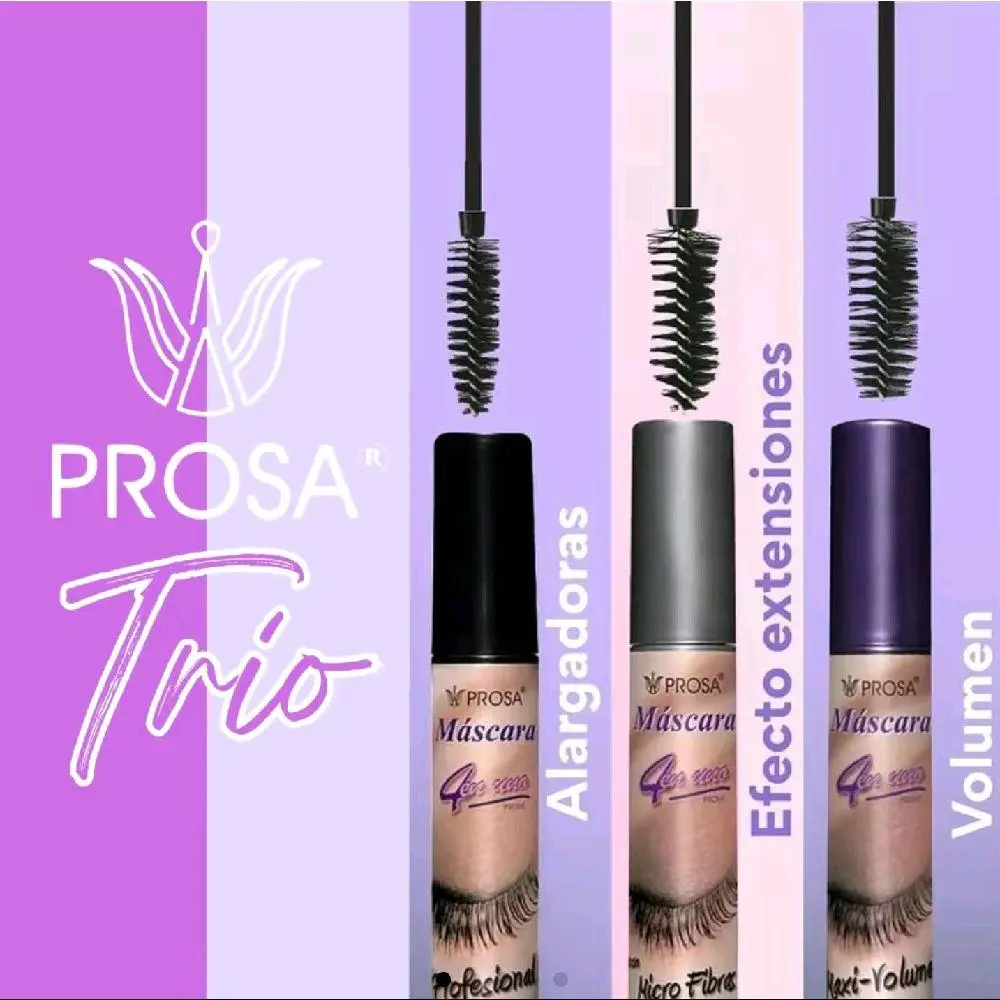 PROSA 3-in-1 Mascara Set of 3 - Lash Lengthening, Volumizing & Defining Wands for Thicker Lashes - Waterproof Formula - Intense Black - Cruelty-Free - 13 g Each Wand Daily Cosmetic Makeup