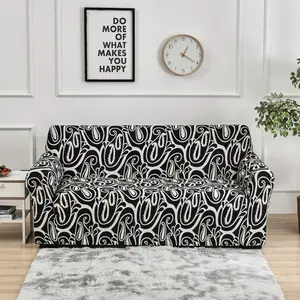 Stretchable Printed Sofa Cover Set Classic Design Fits 1 to 4 Seats Removable for Easy Cleaning