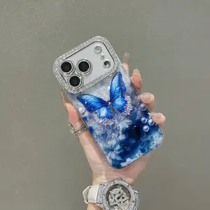 Butterfly Pattern Phone Case Cover for iPhone Series 17-14, Anti-Drop Shockproof Soft Shell Design, High-Quality Luxury Feel, Unique Style, Casing, Accessories