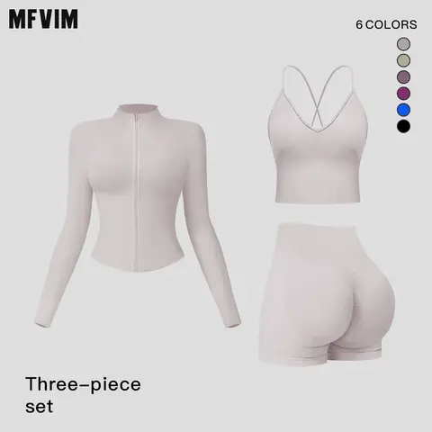MFVIM Women’s 2-Piece Seamless Criss Cross-Back Bodycon Yoga Set - High-Stretch Workout Sets Women, Gym Workout Apparel for Yoga, Running, 2 Piece Sets