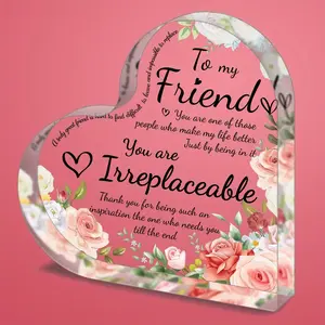 Friendship Memorial Gift Ornament – Acrylic Plaque Table Decor Ornament for Best Friend – Great Thank You Gift for Birthdays, Parties and Graduations Decoration Transparent