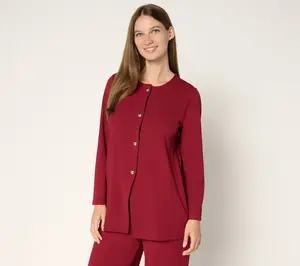 Susan Graver Petite Rib Knit Button Front Cardigan