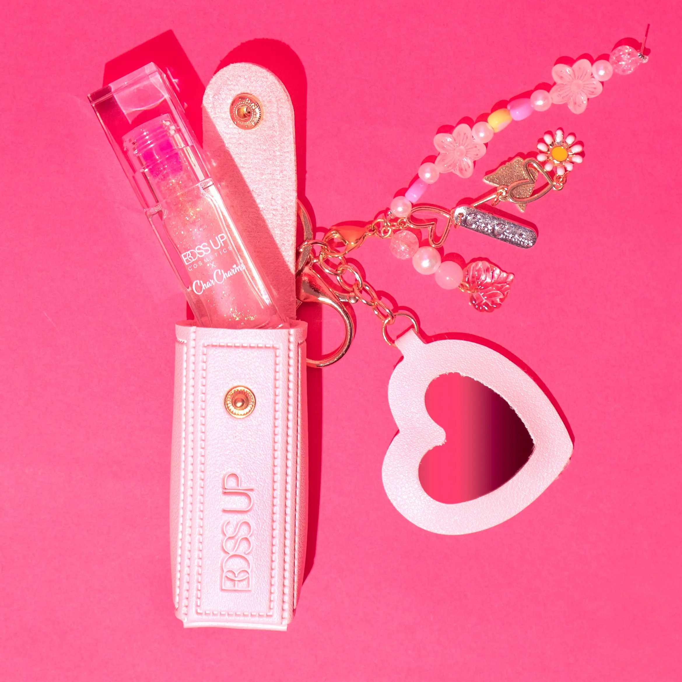 BossUp X CharCharms Lip Oil Keychain Collab
