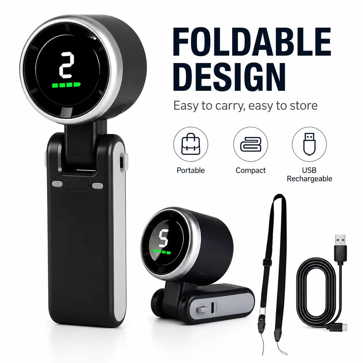 Portable Handheld Turbo Fan, 5 Gear Wind,4000mAh Battery Operated, Up to 10 Working Hours, 3 IN 1 Hand Fan Rechargeable with Air Turbo Tech Cooling Fan for Outdoor Activities, Travel, Working fathersdaygift