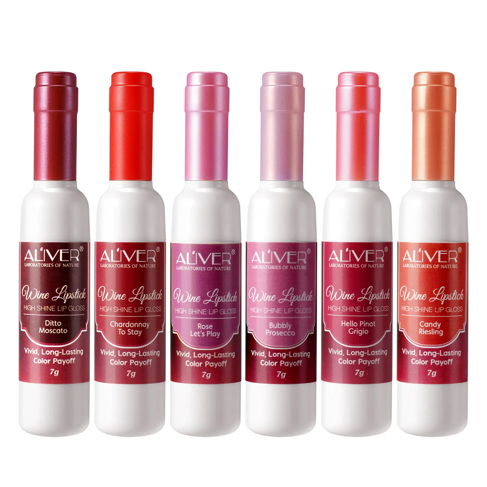 Aliver 6 Colors Lip Tint Set, Glitter Lipstick Matte Lip Stain Long Lasting Waterproof Liquor Bottle Lip Gloss Kit, Silky Glossy Lightness Non-Stick Lip, Makeup Glaze