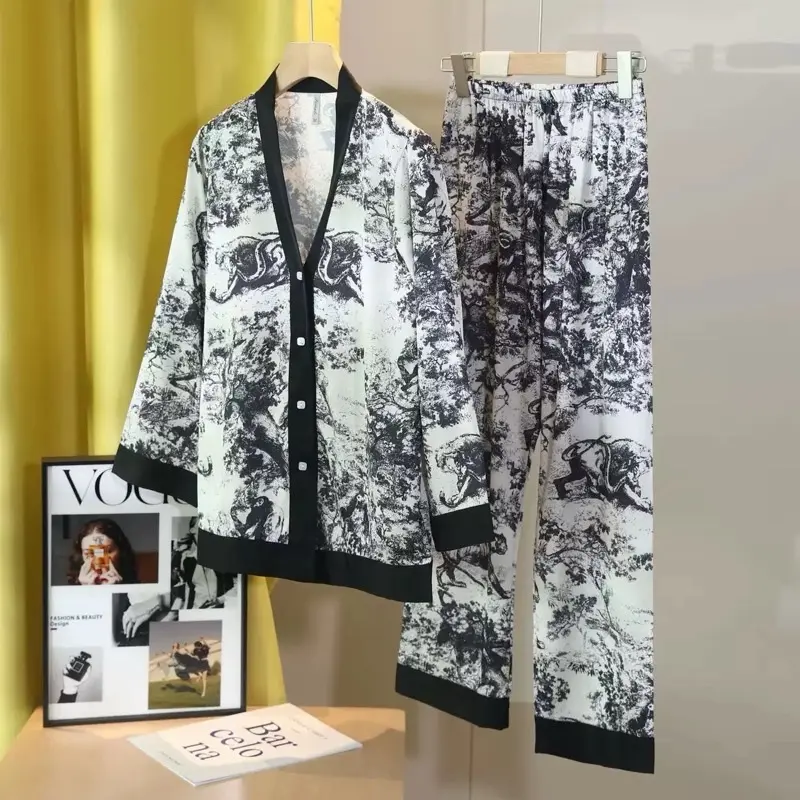 Satin Pajama Set for Women Loungewear Nightwear Comfort Breathable Silk