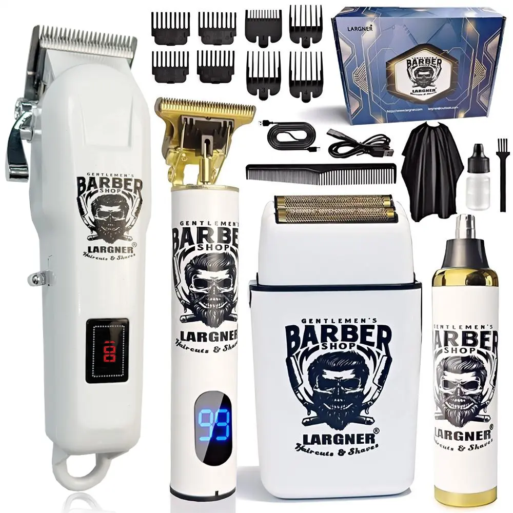 Largner Hair Clipper & Shaver Set with Ceramic Blade, Cordless Hair Clippers, Cordless Hair Cutting, 1200mah Wireless Rechargeable Trimmer, Includes 8 Men's Styling Combs, Ideal Gift, Hair Clipper Kit