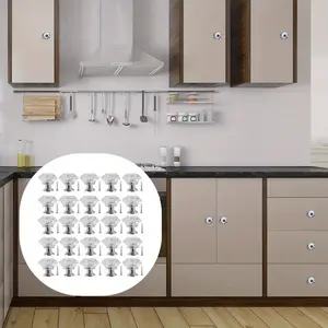 Set of 26 Crystal Glass Pulls Handles Cabinet Knobs 30mm Diamond Shape Drawer Pulls For Kitchen Cabinets Dresser Cupboard Wardrobe